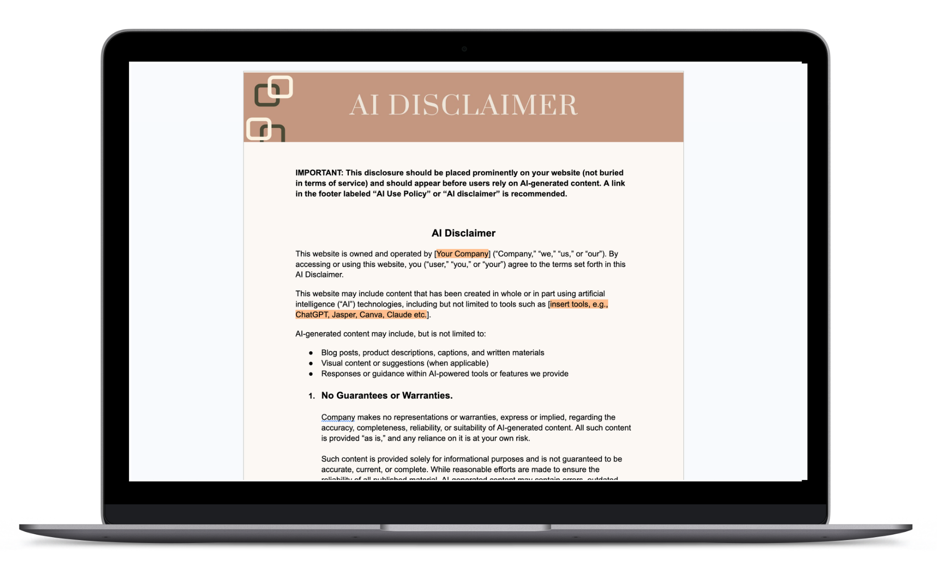 AI Disclaimer Template
