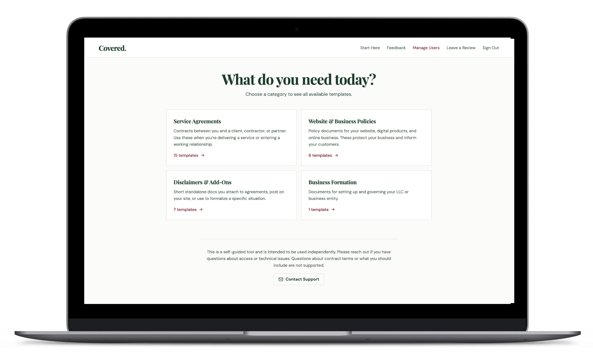 Covered. contract generator